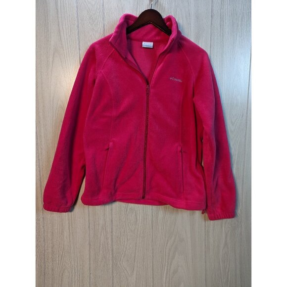 Columbia Jackets & Blazers - Columbia Sweater Womens Large Hot Pink Fleece Long Sleeve Full Zip Polyester